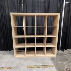 Light Wood Finish 16-Cube Storage Unit