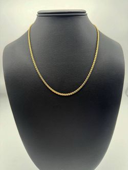Jewelry 18k solid yellow gold Wave style 18” chain necklace 2.5 width