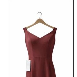 AZAZIE Burgundy Stretch Satin Maxi dress