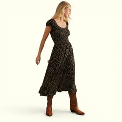 Urban Outfitters Tessie Black Ditsy Floral Midi Dress, Size XS, MSRP $70