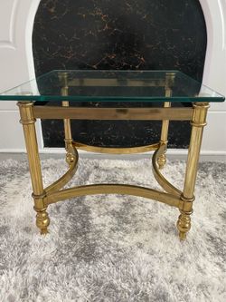 Brass Side Table with Solid Glass