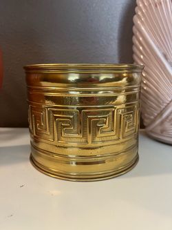 Brass Planter with Greek Key Design