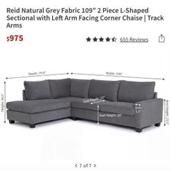 L Shaped Sectional, Separate Grey Ottoman