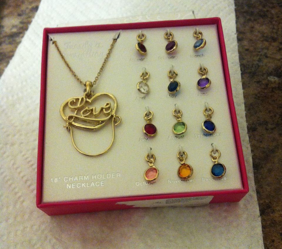 Love 18" Fashion Costume Necklace Family is Everything Birthstone Charm Holder Set Gift