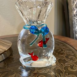 VTG: Murano “ Fish In A Bag “ Solid Glass Made In Italy 