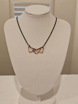 Handmade Geometric Copper Necklace – 17" Black Chain