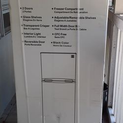 A 7.5 Cu Ft REFRIDGERATOR/freezer   Black  P21.5 Wide 21.45 Deep 55.5 High  