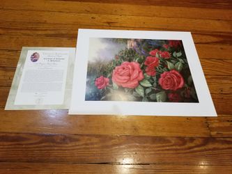 SIGNED THOMAS KINKADE PERFECT RED ROSE
