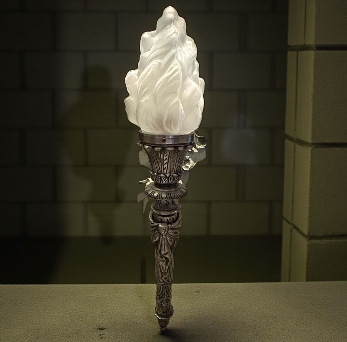Neoclassical French Italian Empire Frosted Metal Torch Sconces Lighting 4 Avail