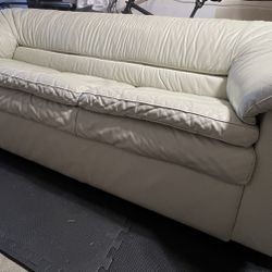 Leather Couch - Off-white/cream Colo
