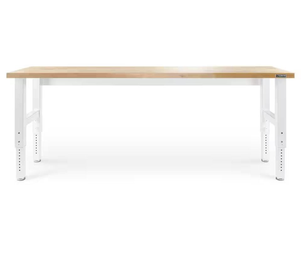 Gladiator 96 in. W x 25 in. D Adjustable Height Workbench with Hardwood Top