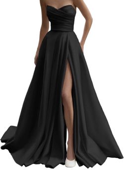Black High Slit Gown, Wedding Dress, Birthday Dress, Photoshoot Dress