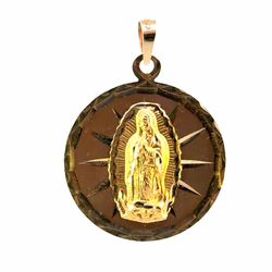 Men’s or Women’s 10k Yellow Gold 1.5” Inch  Our Lady Of Guadalupe Virgin Mary Charm Pendant for Necklace GP3130258