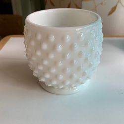 Vintage White Milkglass Hobnail Open Jam/Jelly Fenton
