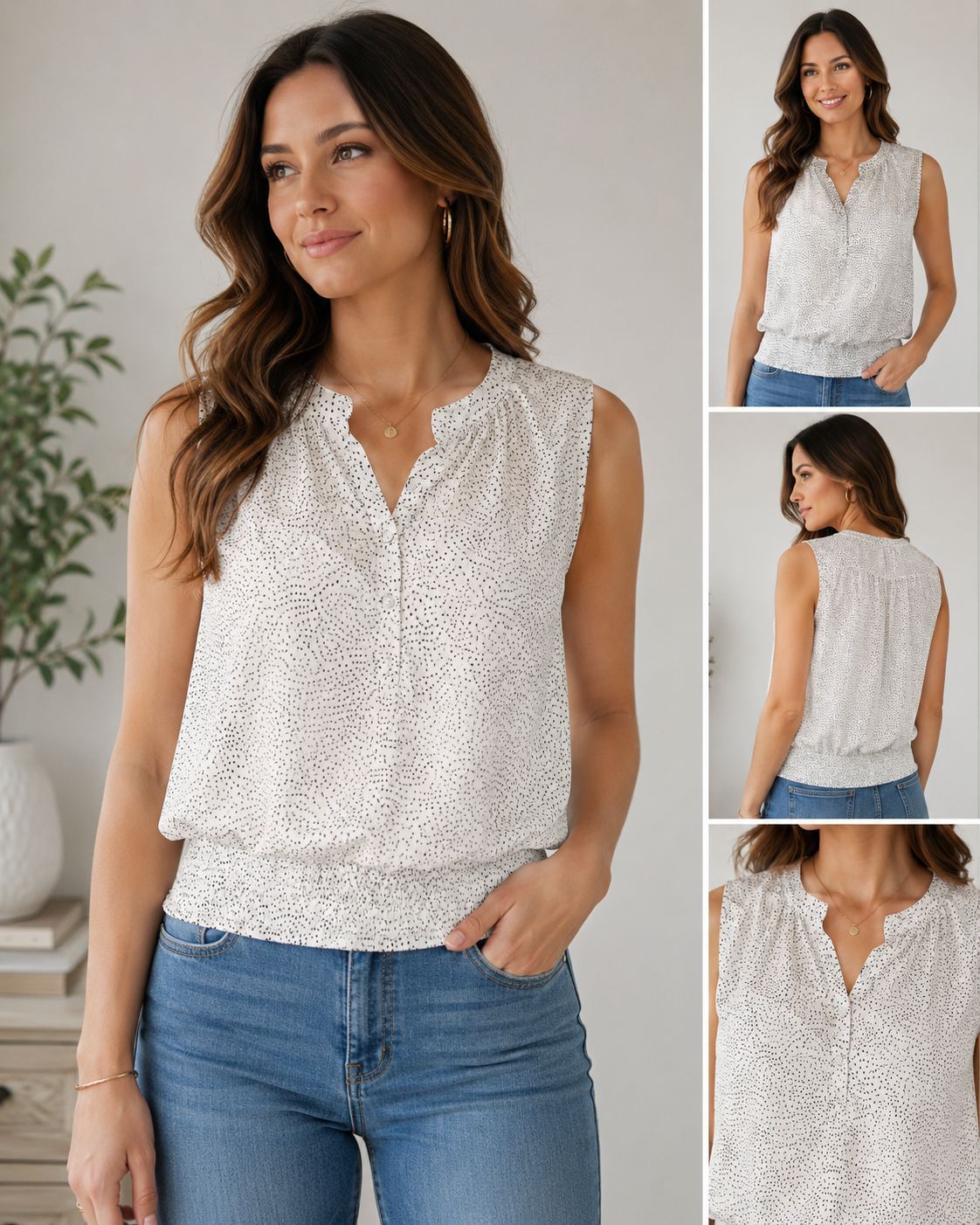 LOFT Sleeveless Printed Blouse / Shell Top