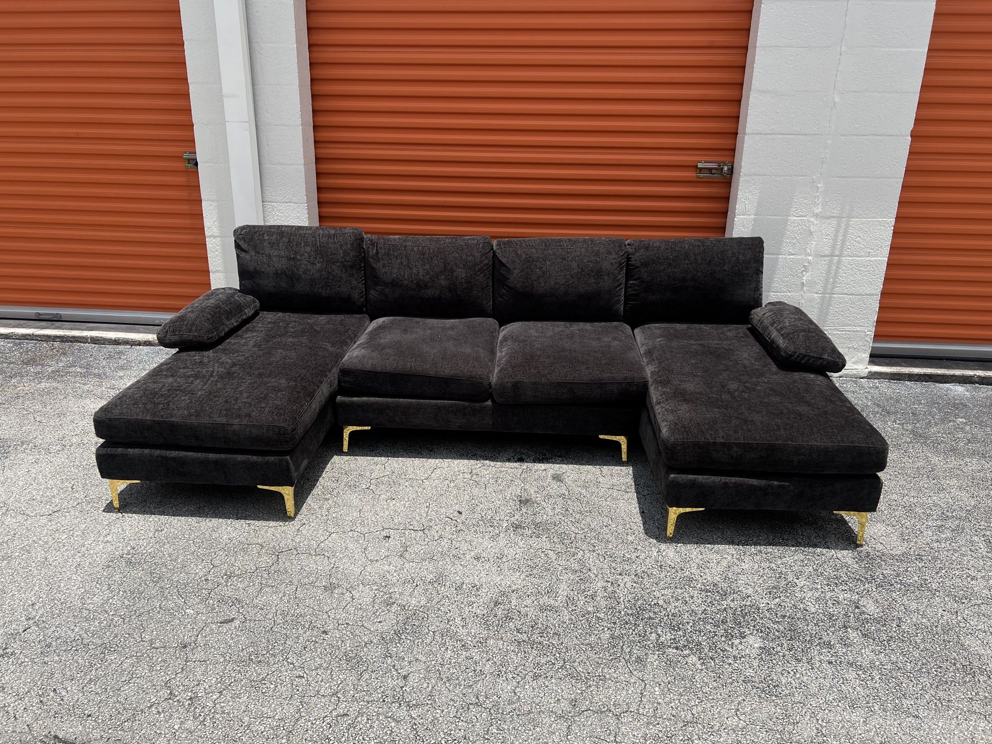 Black U Shape Sectional Sofa Couch