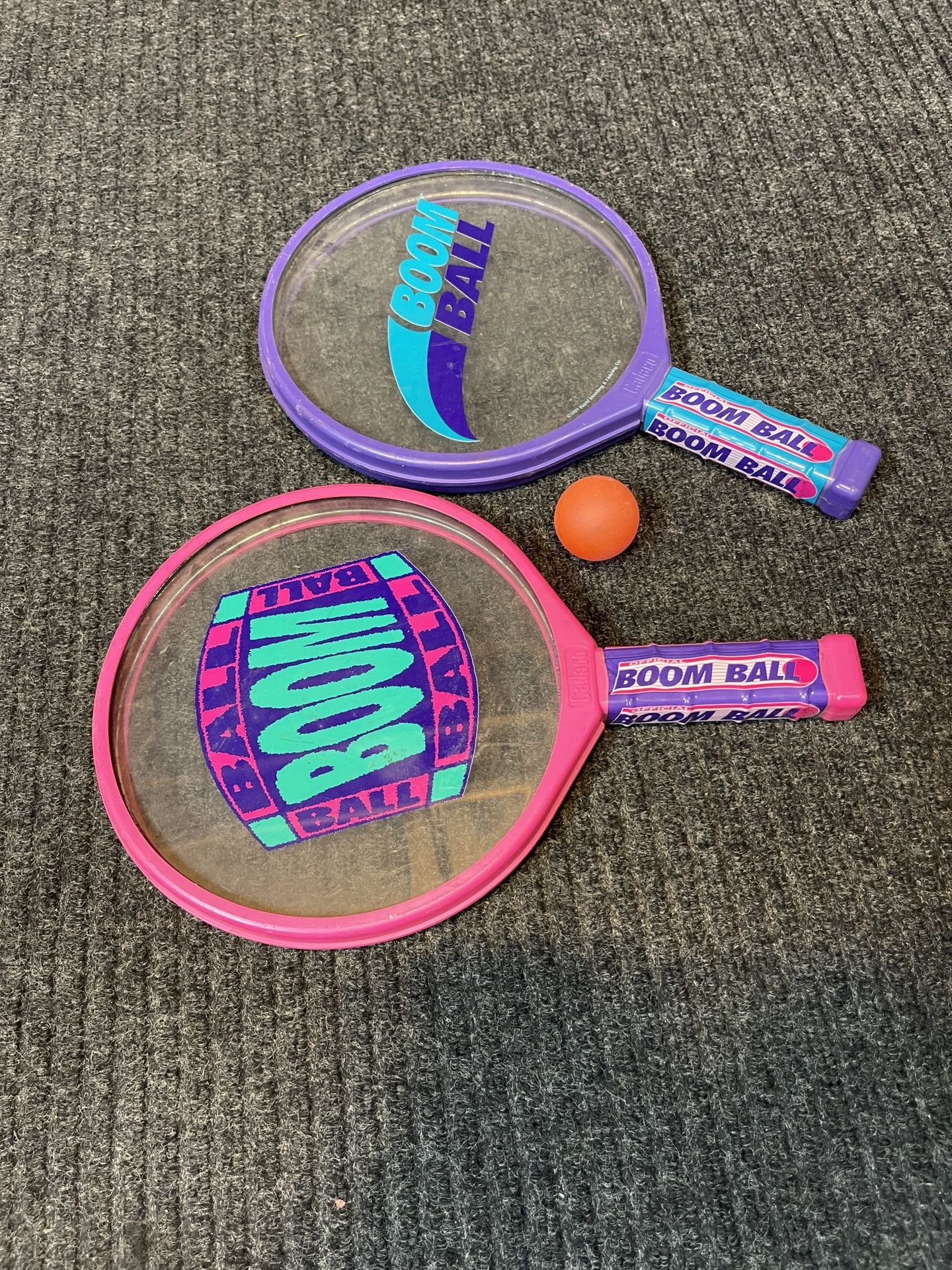 Vintage Cadaco Boom Ball Racket And Ball Set 1991 Pool Summer Toys Outdoor Games