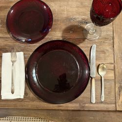 Ruby Red Glass Vintage Dishes