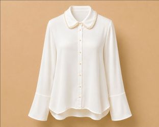 NWT Anne Klein Pearl Collar Blouse Women's Large