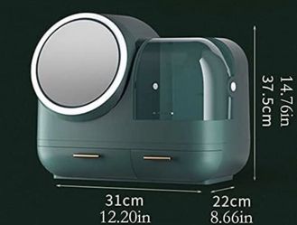 makeup and skincare organizer storage with light and mirror
