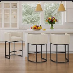 SET OF 2 Jessica Series Linen Fabric Bar Stools  - brand new