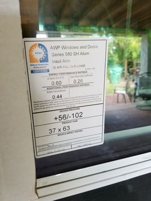 Awp 37 X 63 White Aluminum Non Impact Windows Series 580 Sh For