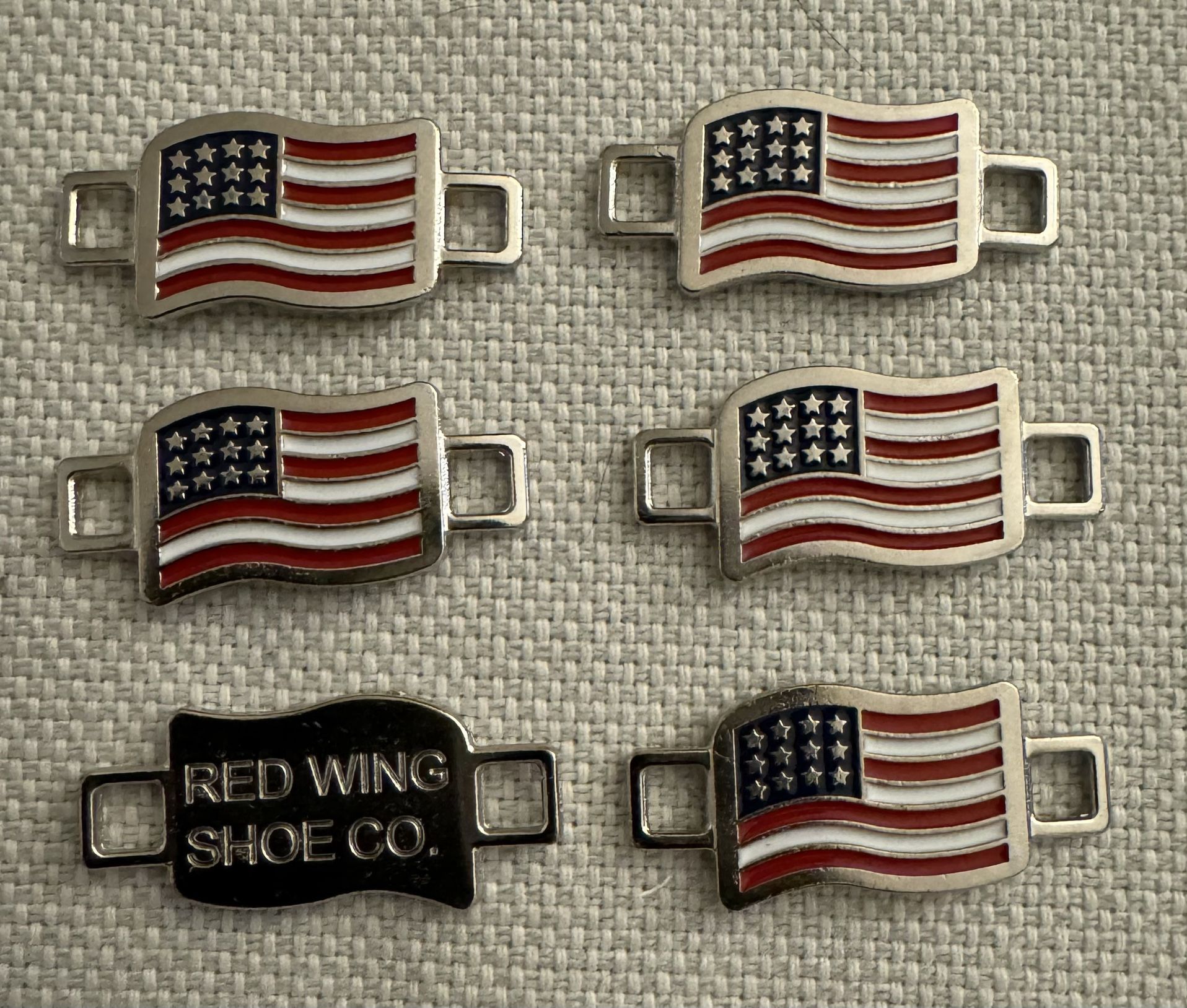 6 USA Red Wings Flags Shoes Boot Lace Keeper Set US American Workers Shoelace Charms for Shoes Sneakers