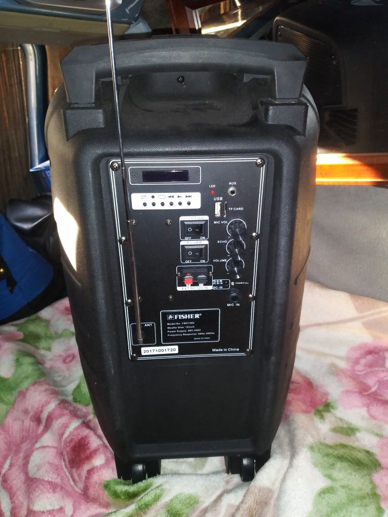 Fisher 2600 watts 12" Bluetooth bass jam sound portable DJ speaker.