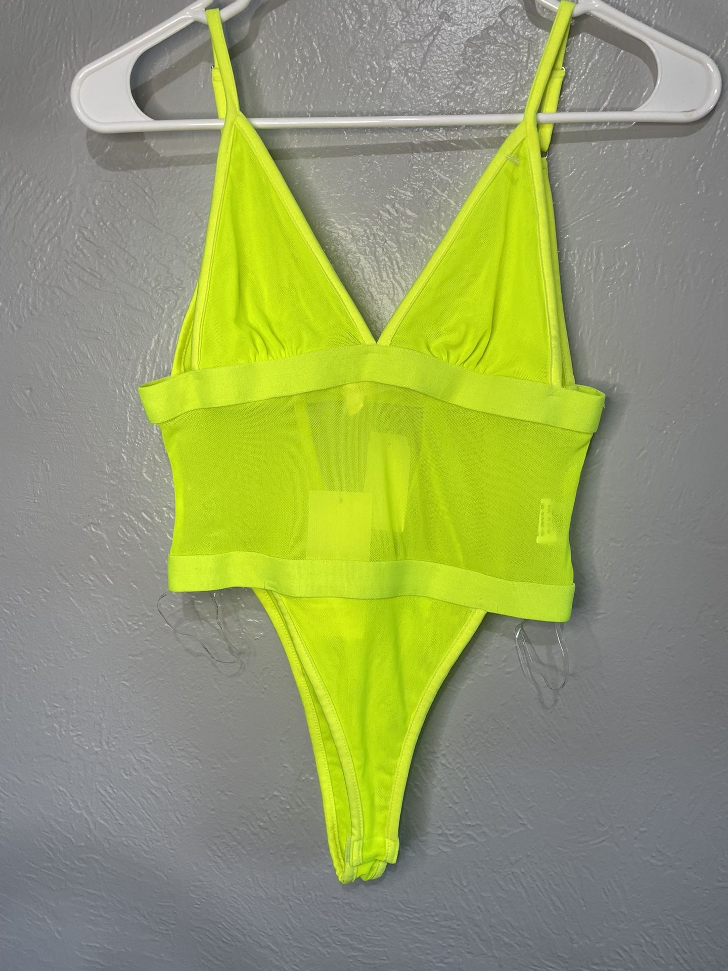 New Neon Yellow Mesh Bodysuit (S)