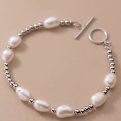 Solid Sterling Silver Toggle Bracelet.
