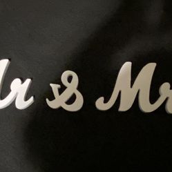 Mr & Mrs Wedding Sign For Table White 