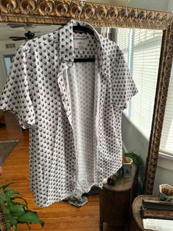 Skull white button up short sleeve