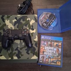 Camo Ps4 Slim W/ Controller And  2 Games Gta 5 And COD  Vanguard