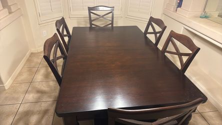 Wood table without chairs