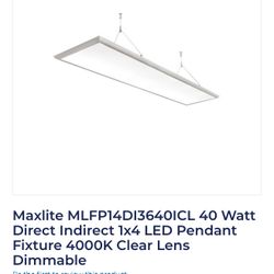 2 - MaxLite MLFP14DI3640ICL PENDANT PANEL 1X4 36W 4000K TRANSPARENT LENS INDIRECT/DIRECT LIGHT