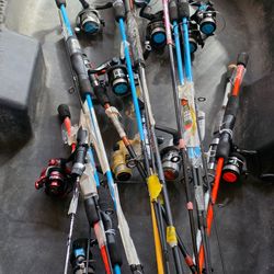 12 New F🐟shing🐡Po🎣es w/Reels **Take All $25 Firm**