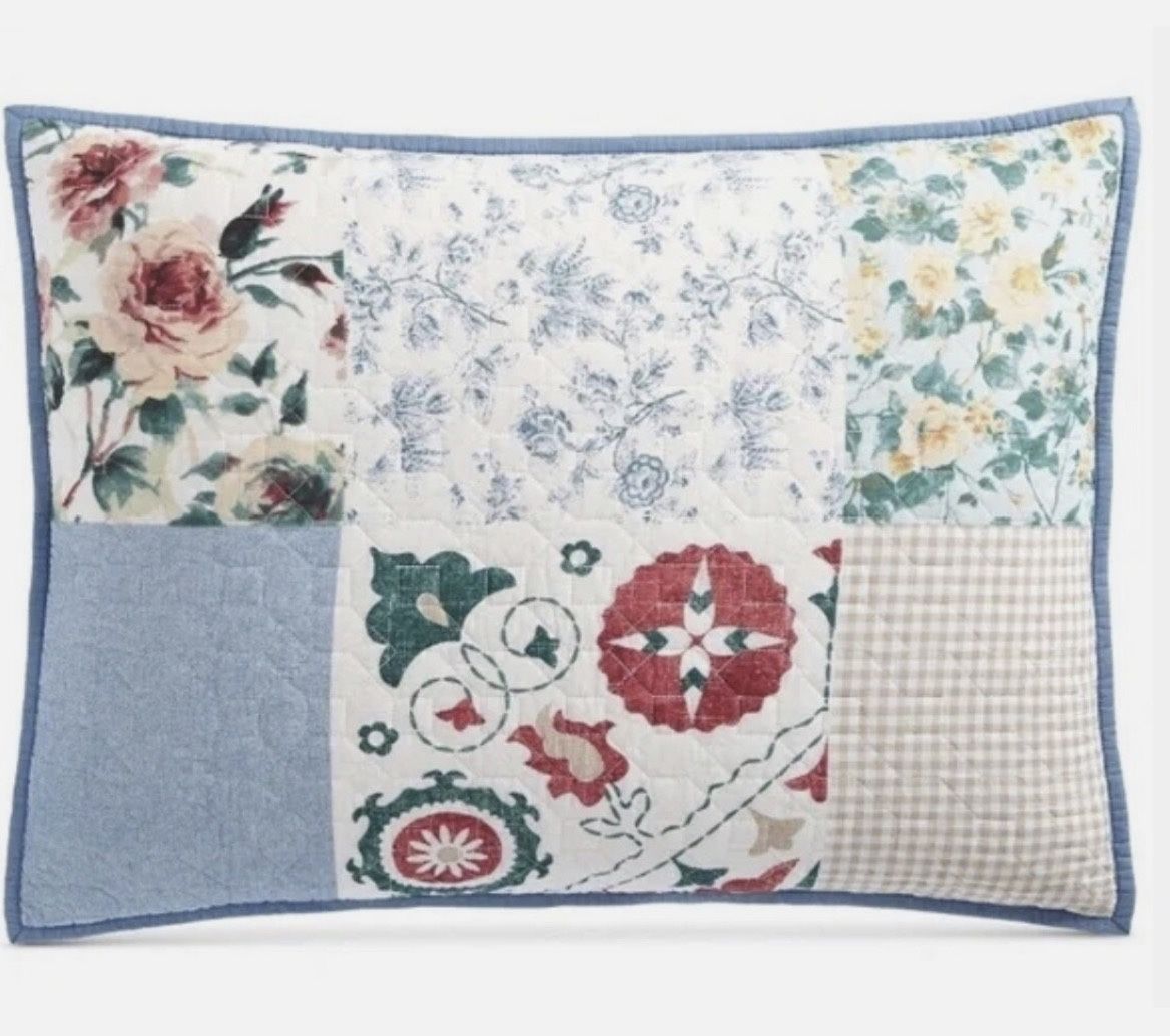 Martha Stewart Collection Country Flora Patchwork Standard Sham 20" x 28”