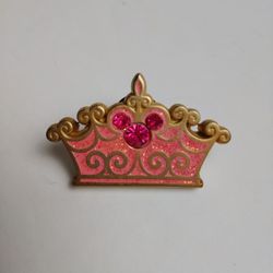Disney 2009 Princess Crown Pin 48202 Pink with 3 Jewels Mickey Mouse Head Icon