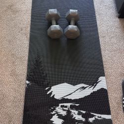 Long Premium Eco Safe Yoga Mat with Non Slip Rosin  5mm and 72" + Dumbbells 15 Lb set 2