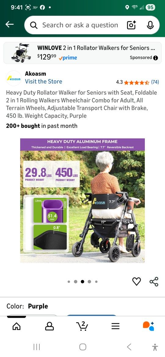 NEW Wheel Chair And Walker Combo