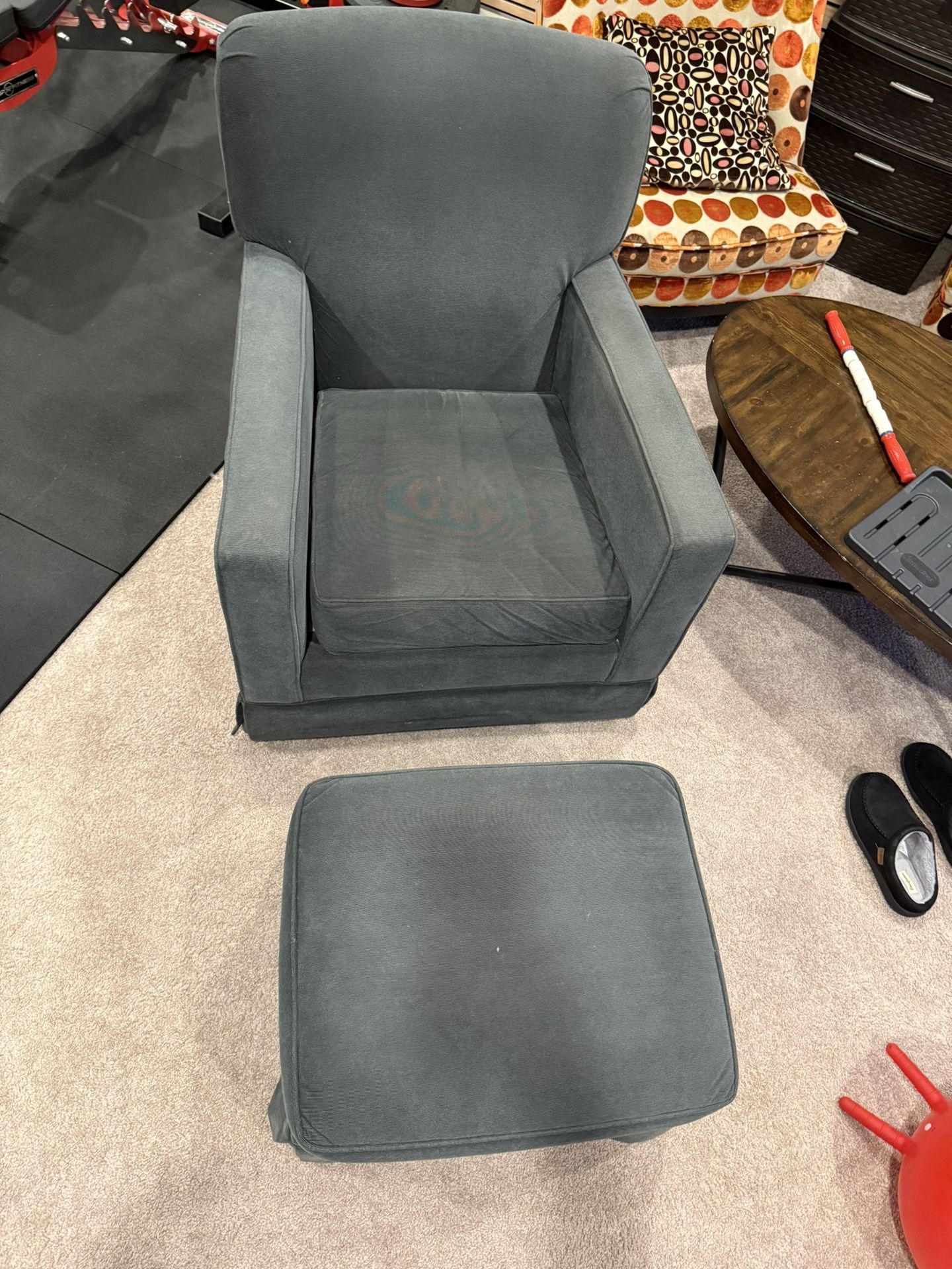 Nursery Glider Chair + Ottoman, Charcoal color