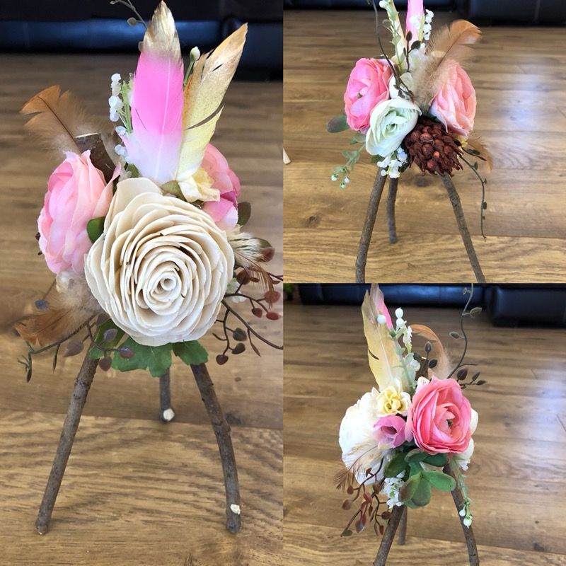 Boho chic teepee centerpieces