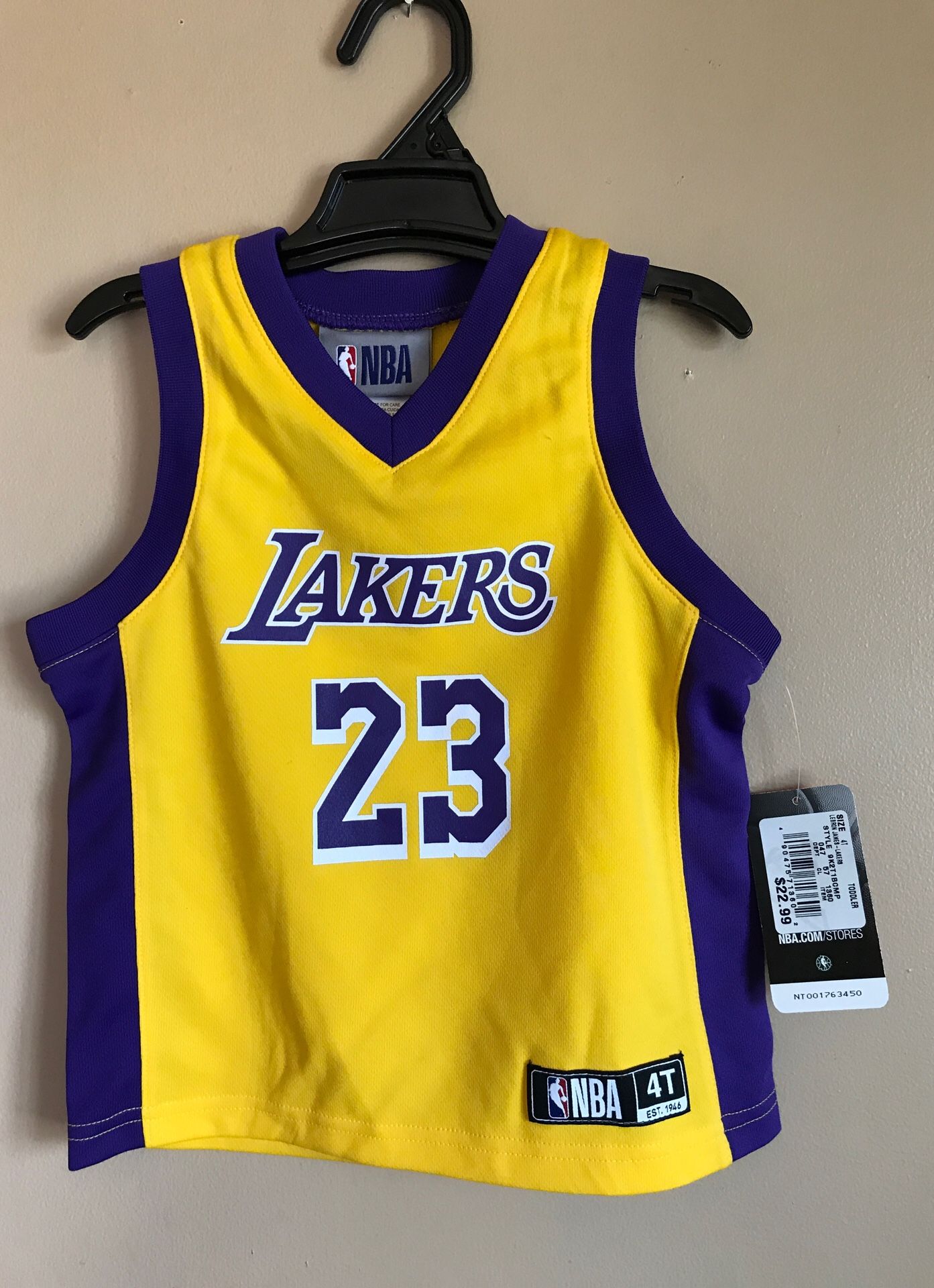 LOS ANGELES LAKERS LEBRON JAMES 23 NBA JERSEY TODDLER SIZE 4T