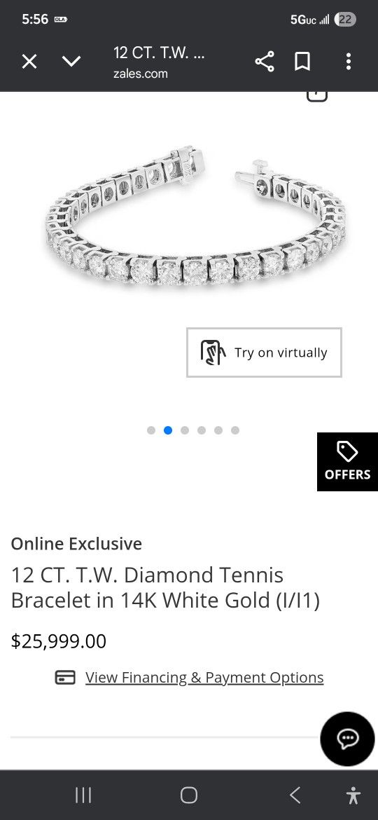 12.5 Carat Diamond Tennis Bracelet