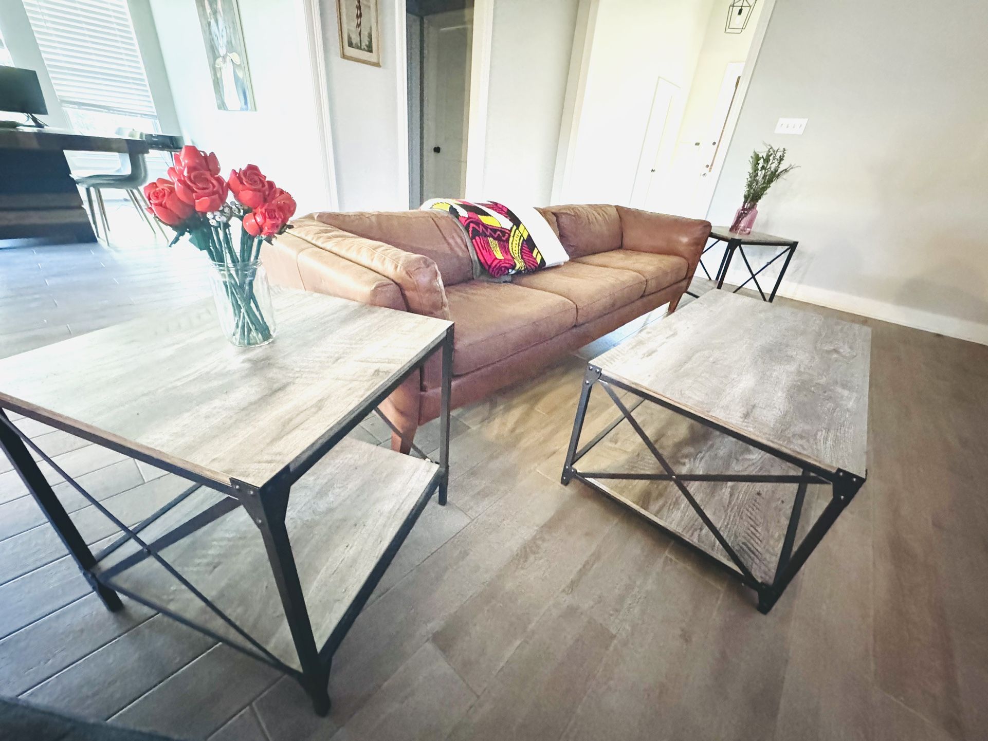 Industrial Coffee Table and Side Table 