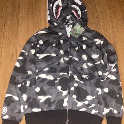 glow in the dark city camo Shark full zip hoodie Black BAPE A