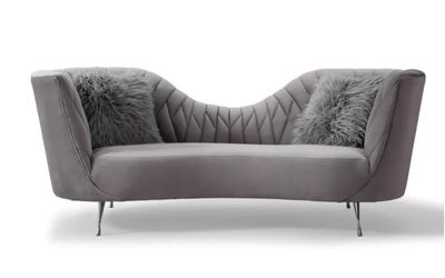 TOV Furniture Eva Grey Velvet Glam Sofa – Designer Statement Couch
