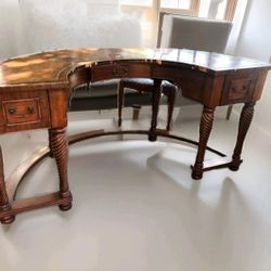 Wood Demilune Curve Executive Desk 