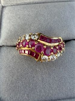 10/18k gold ruby diamond ring