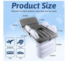 Omzer Inflatable Toddler Airplane Bed: Airplane Seat Extender for Kids with Cup Holder & Seat Belt - Portable Baby Travel Bed with Travel Bag & Hand P